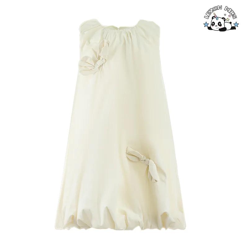 LEZONKIDS - Vestido infantil personalizável de verão sem mangas, vestidos casuais respiráveis de verão para 2-14T